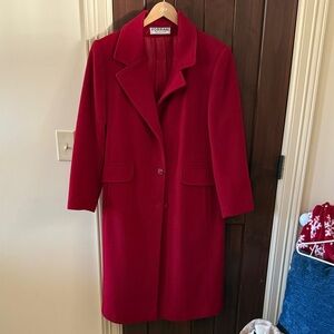Women's Vintage Wool Red Trench Coat